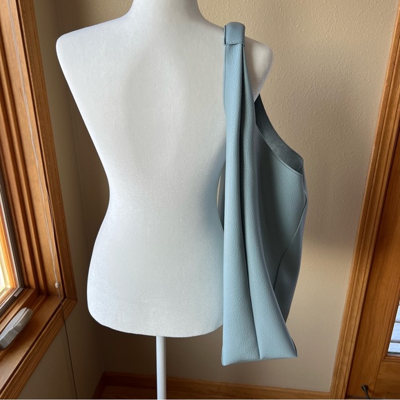 Banana Republic Vegan Leather Slouchy Tote Purse Blue Ravine Boho Minimalist - Picture 4 of 16